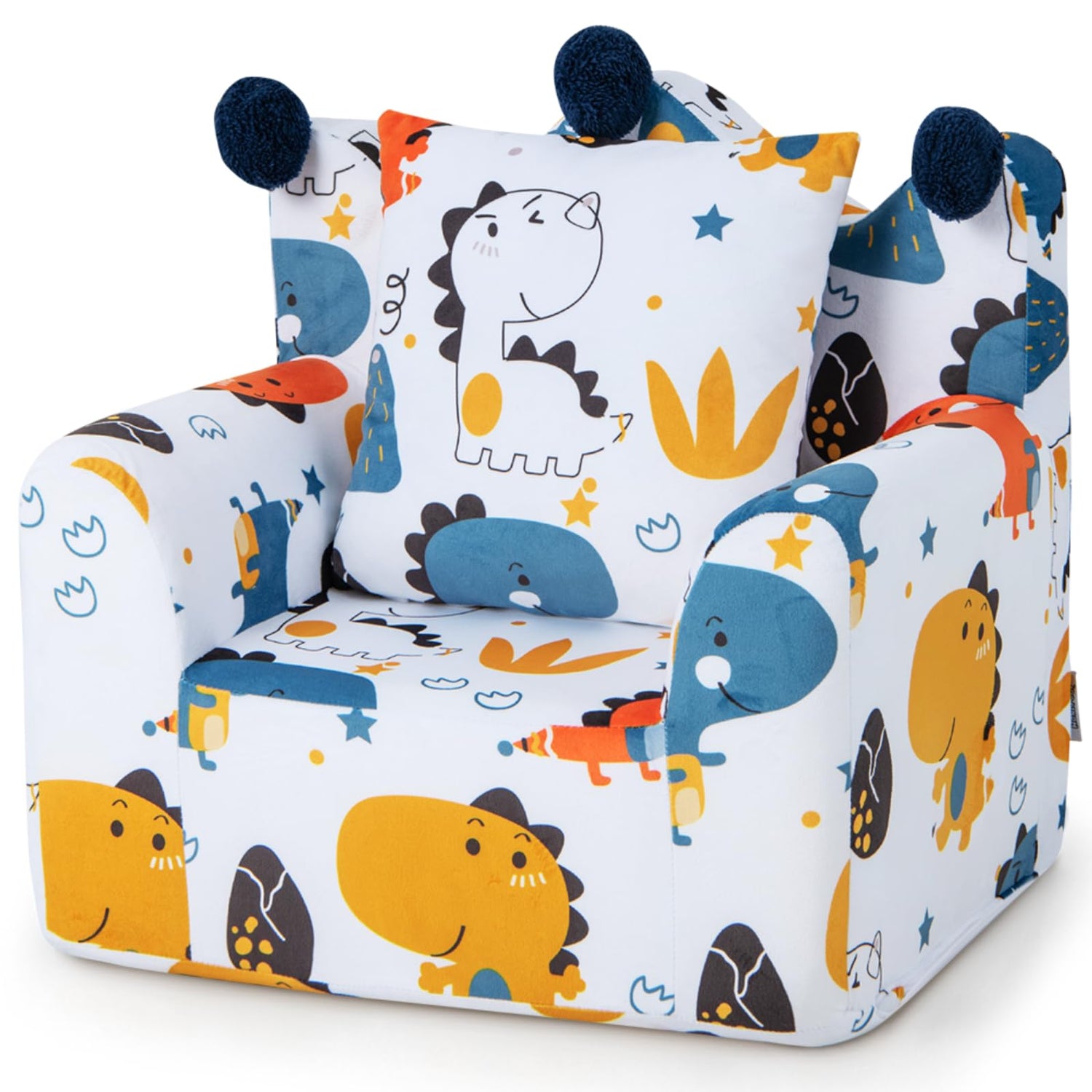 GYMAX Kids Sofa Chair, Upholstered Toddler Armchair with Padded Pillow and Washable Velvet Cover