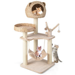 GYMAX Cat Tree, 121cm Tall Cat Tower with Condo