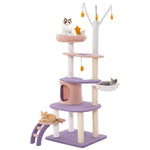 GYMAX Cat Tree, Modern Cat Tower with Scratching Posts, Cat Condo, Plush Perch, Hammock (160cm Tall)