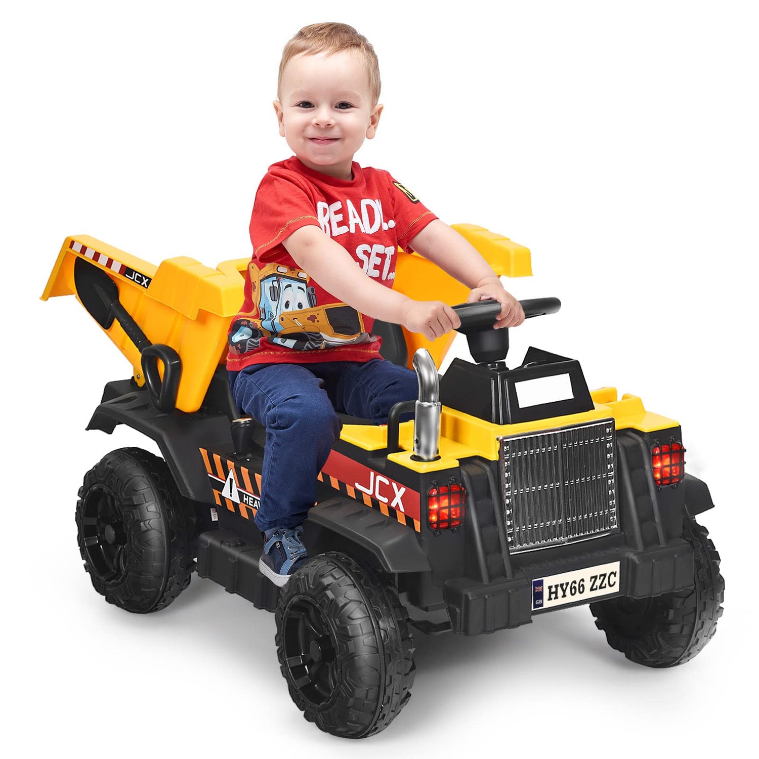 GYMAX Kids Ride On Car, 12V Battery Powered Car with Remote Control, Horn, Music, Lights