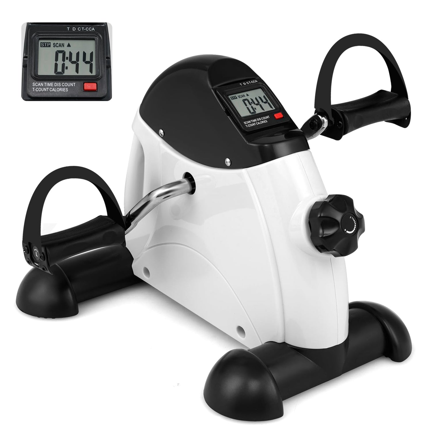 GYMAX Mini Exercise Bike, Under Desk Pedal Exerciser with LCD Display and Adjustable Resistance