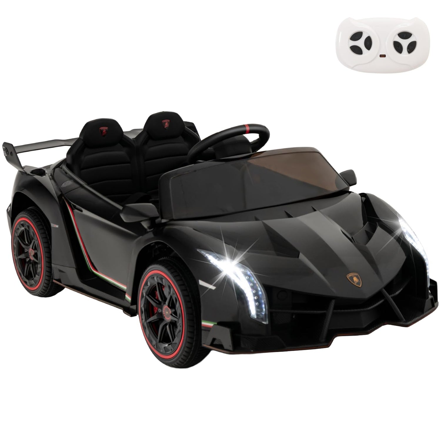 GYMAX Kids Ride on Car, 12V Battery Powered Licensed Lamborghini Car with Remote Control, Music, 3 Speeds