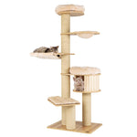 GYMAX Modern Cat Tree, 193cm Tall Cat Tower with Top Perch, Wooden Cat Condo, Scratching Posts
