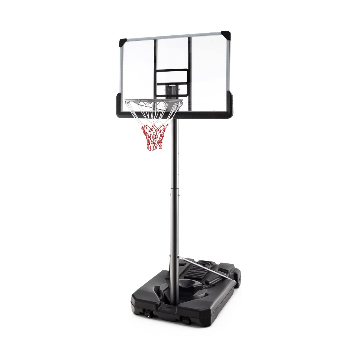 GYMAX 8.5ft Adjustable Basketball Stand with Shatter Proof Backboard and 2 Wheels (Black, 220-260cm)