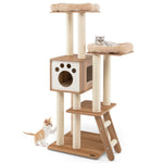 GYMAX Wooden Cat Tree Indoor Plush Cat Tower