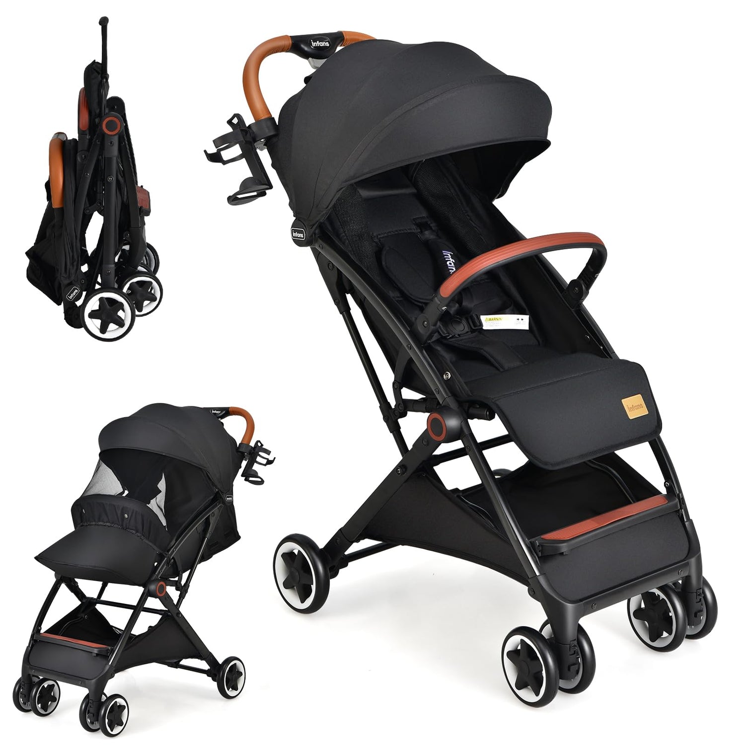 GYMAX Baby Foldable Stroller, Adjustable Backrest Pushchair with Safety Belt