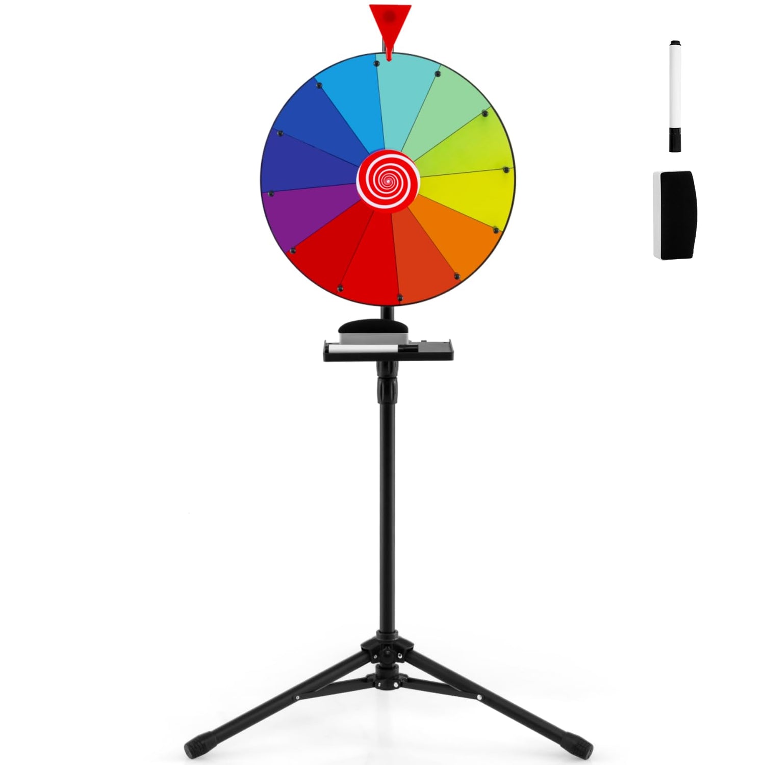 GYMAX 16Inches Spinning Wheel Game with 12 Slots Color Prize Wheel Tripod
