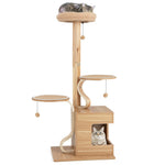 GYMAX Wooden Cat Tree, 129cm Tall Cat Tower