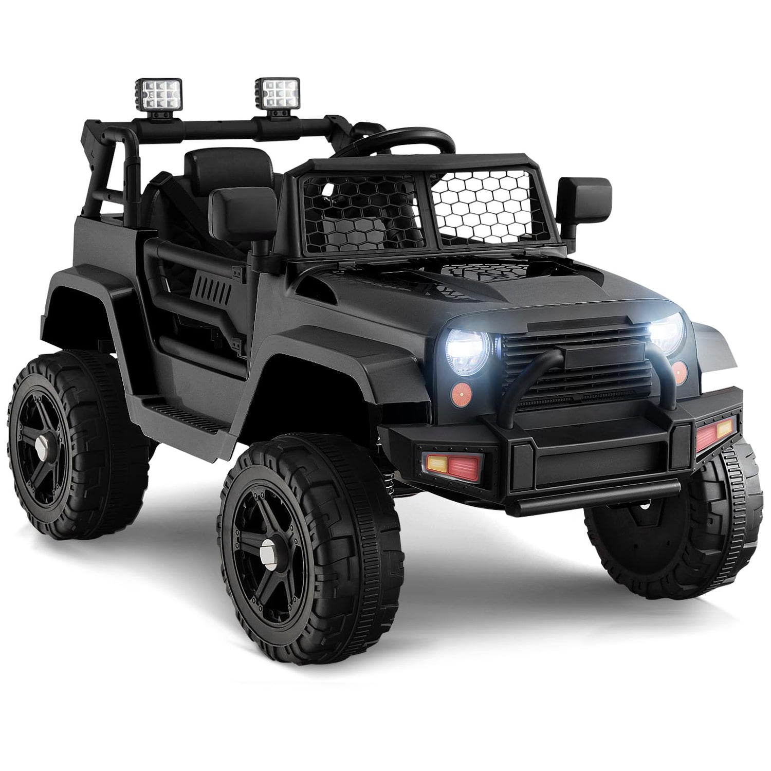 GYMAX Kids Ride on Car, 12V Battery Powered Car with Remote Control, MP3, USB/Aux Port, Lights, Music