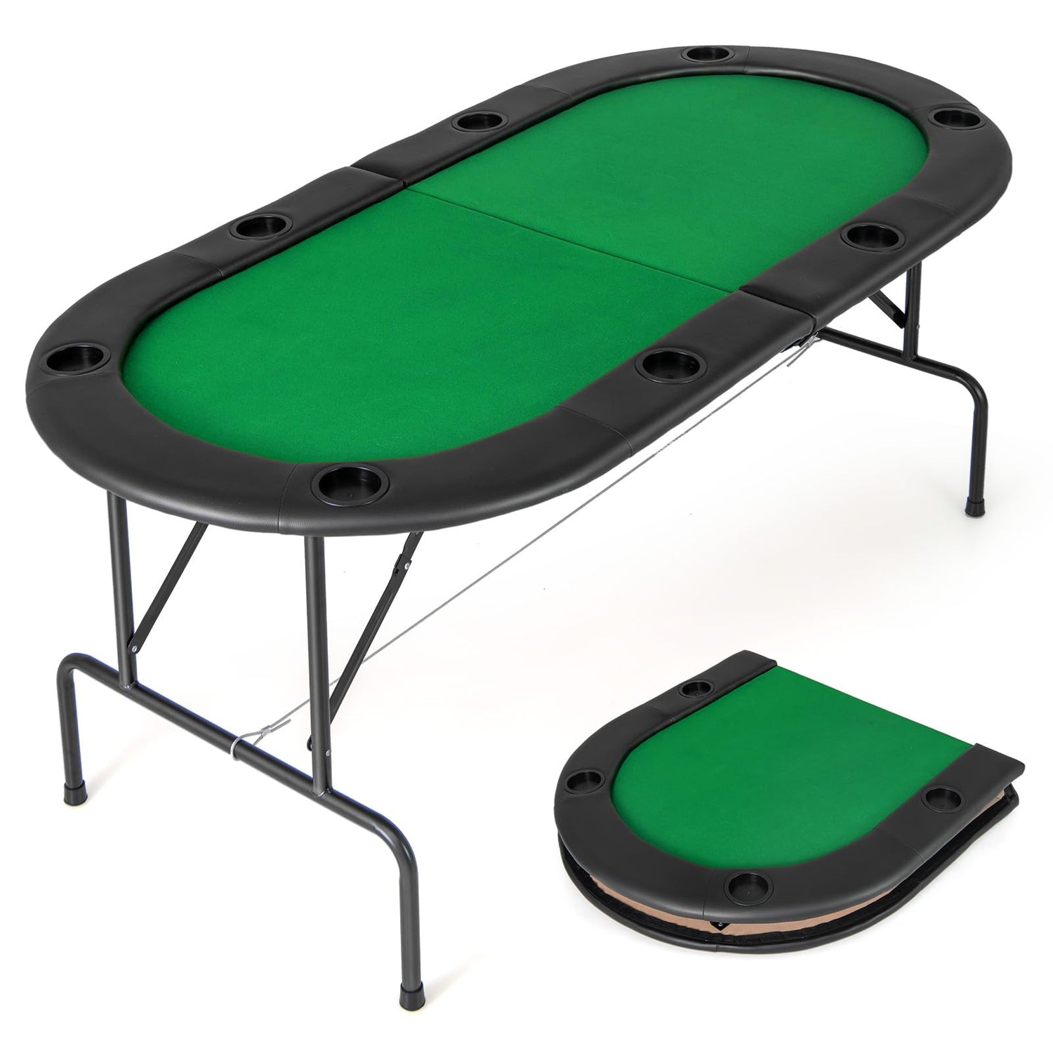 GYMAX Foldable Poker Table, 8-Player Portable Blackjack Texas Hold’em Poker Table