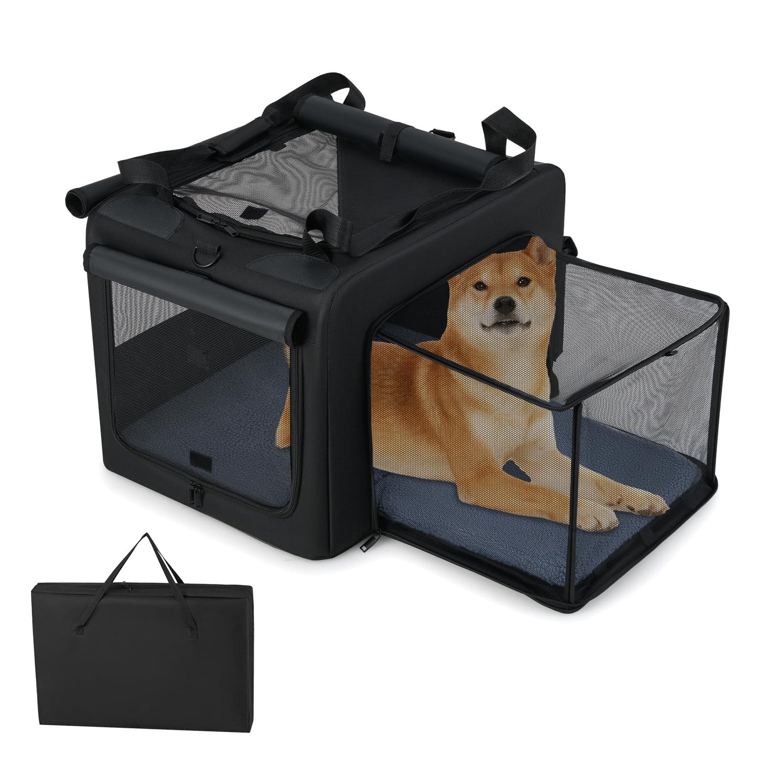 GYMAX Foldable Pet Carrier Bag, Portable Dog Cat Travel Carriers (80 x 65 x 42cm)