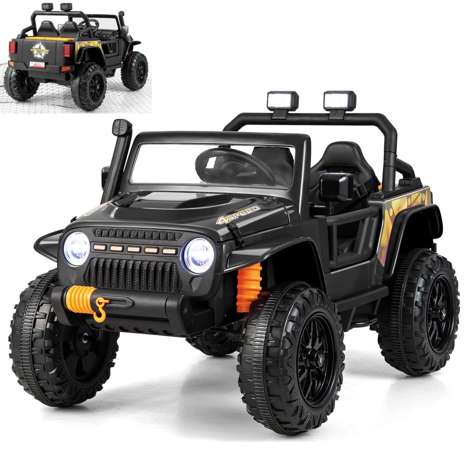 GYMAX Kids Ride on Car, 12V Battery Powered Car with Remote Control, Lights, for 3 Years Old +