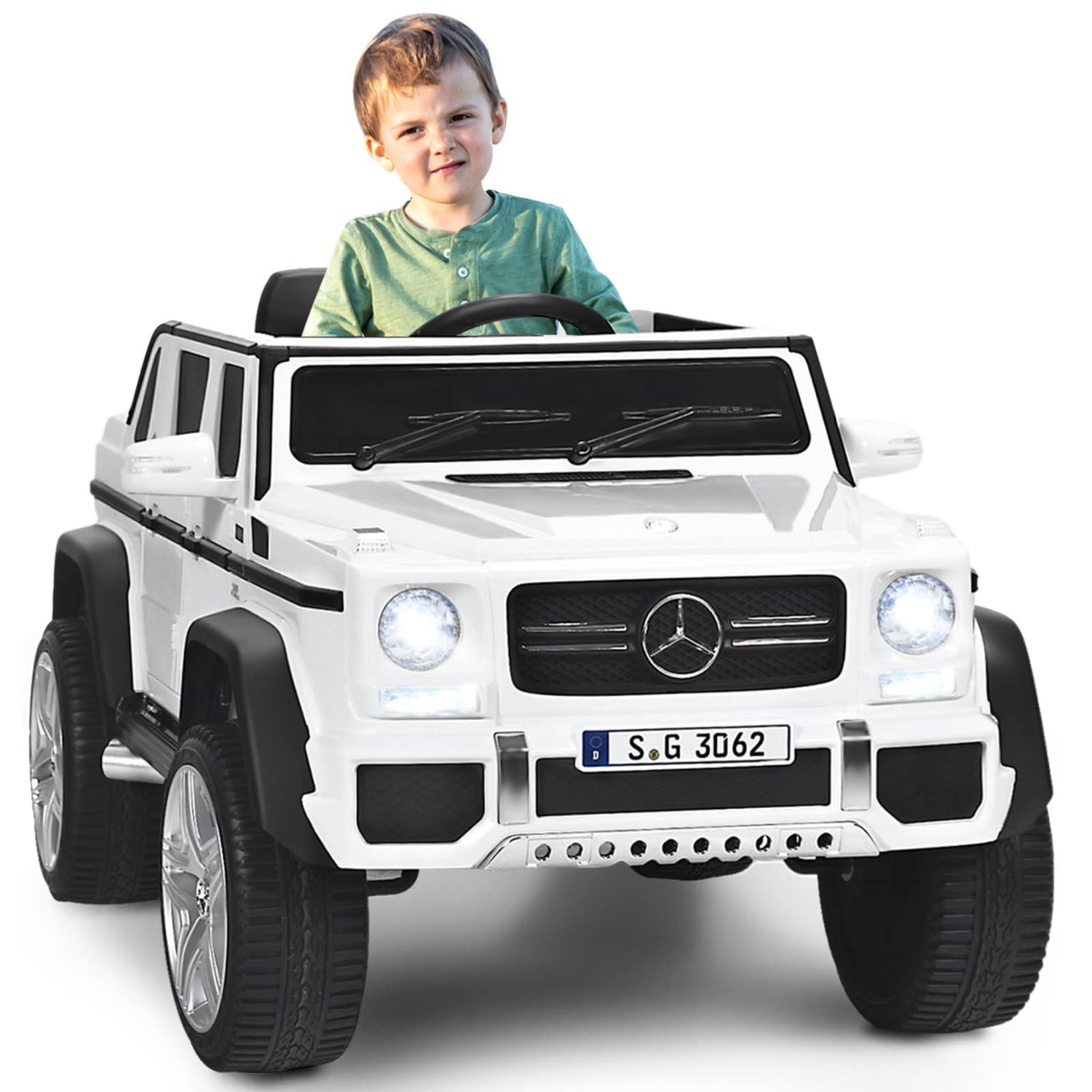 GYMAX Kids Ride on Car, 12V Battery Powered Licensed Mercedes Benz Toy Car with Remote Control