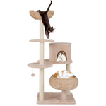 GYMAX Cat Tree, 146cm Cattail Cat Tower with Sisal Scratching Posts, Perch, Cat Condo