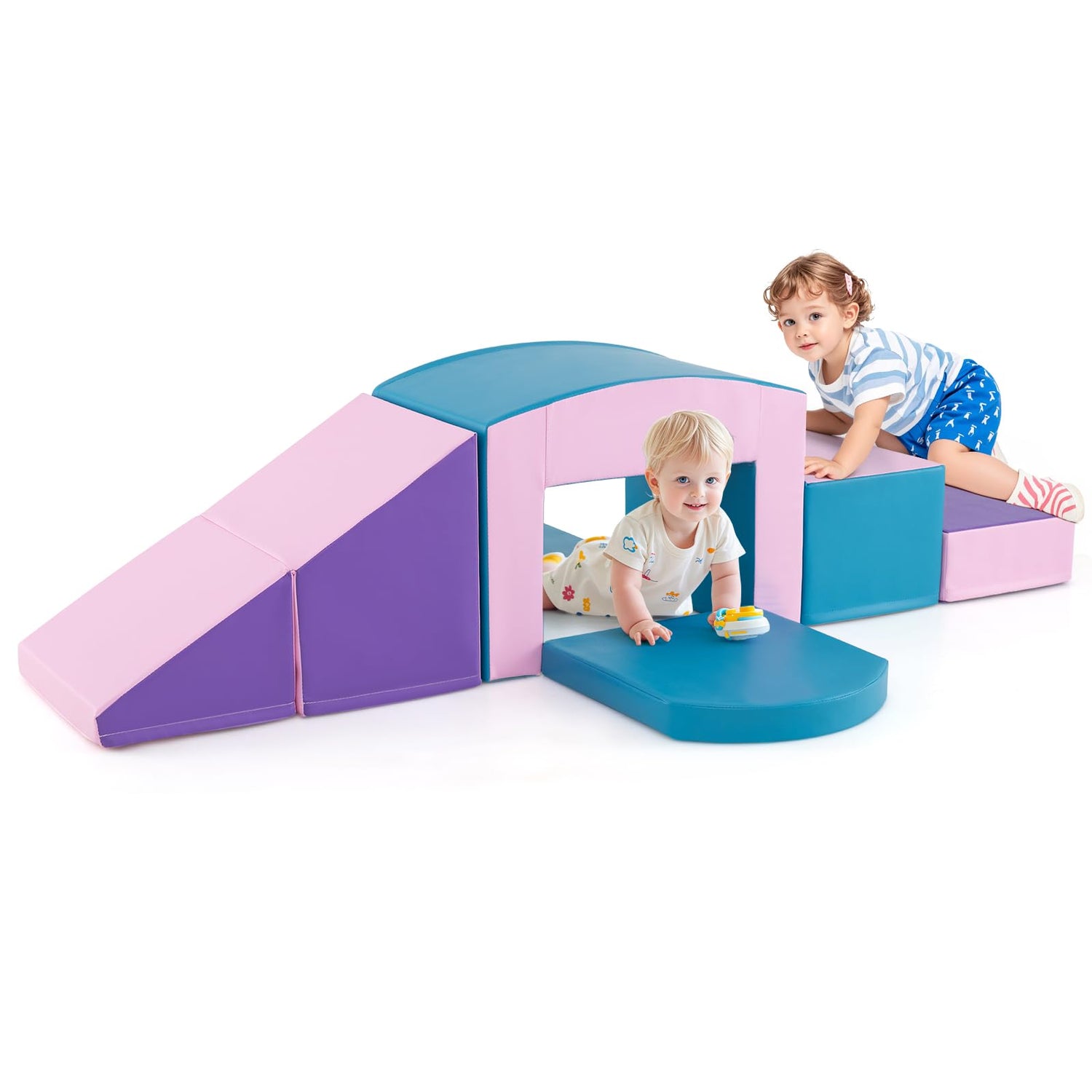 GYMAX Soft Play Equipment for Toddlers, 6 Pieces Kids Activity Set for Climbing