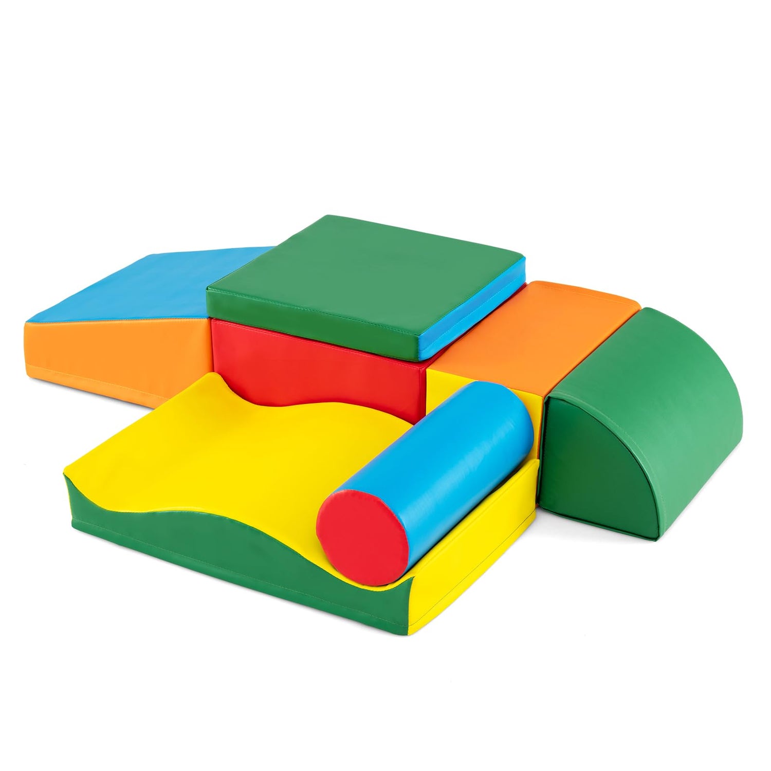 GYMAX Kids Climb and Crawl Play Equipment, 5/7-Piece Baby Soft Foam Blocks (Colorful, 7-Piece)
