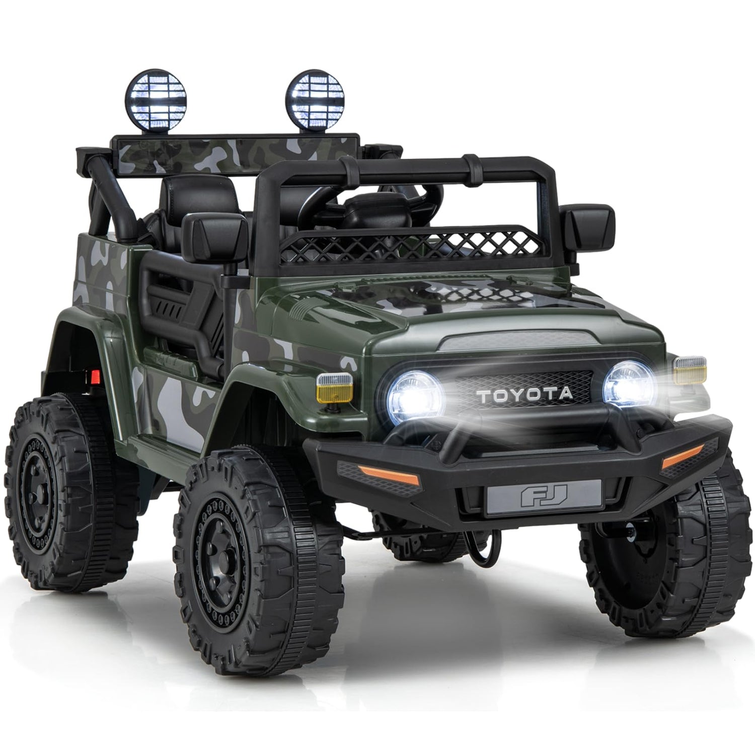 GYMAX Kids Ride on Car, 12V Licensed Toyota FJ Car with Remote Control, Lights, Music, Horn, Wireless