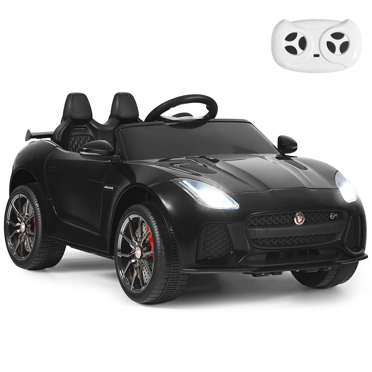 GYMAX Kids Ride on Car, 12V Battery Powered Licensed Jaguar F-Type SVR Toy Car with Remote Control
