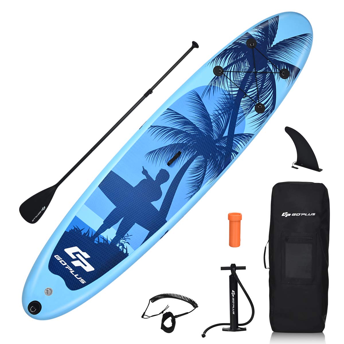 GYMAX 16cm Thick SUP Inflatable Paddle Board with Detachable Centre Fin