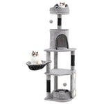 GYMAX Cat Tree, 144cm Tall Cat Tower with Condo, Scratching Posts & Sisal Board
