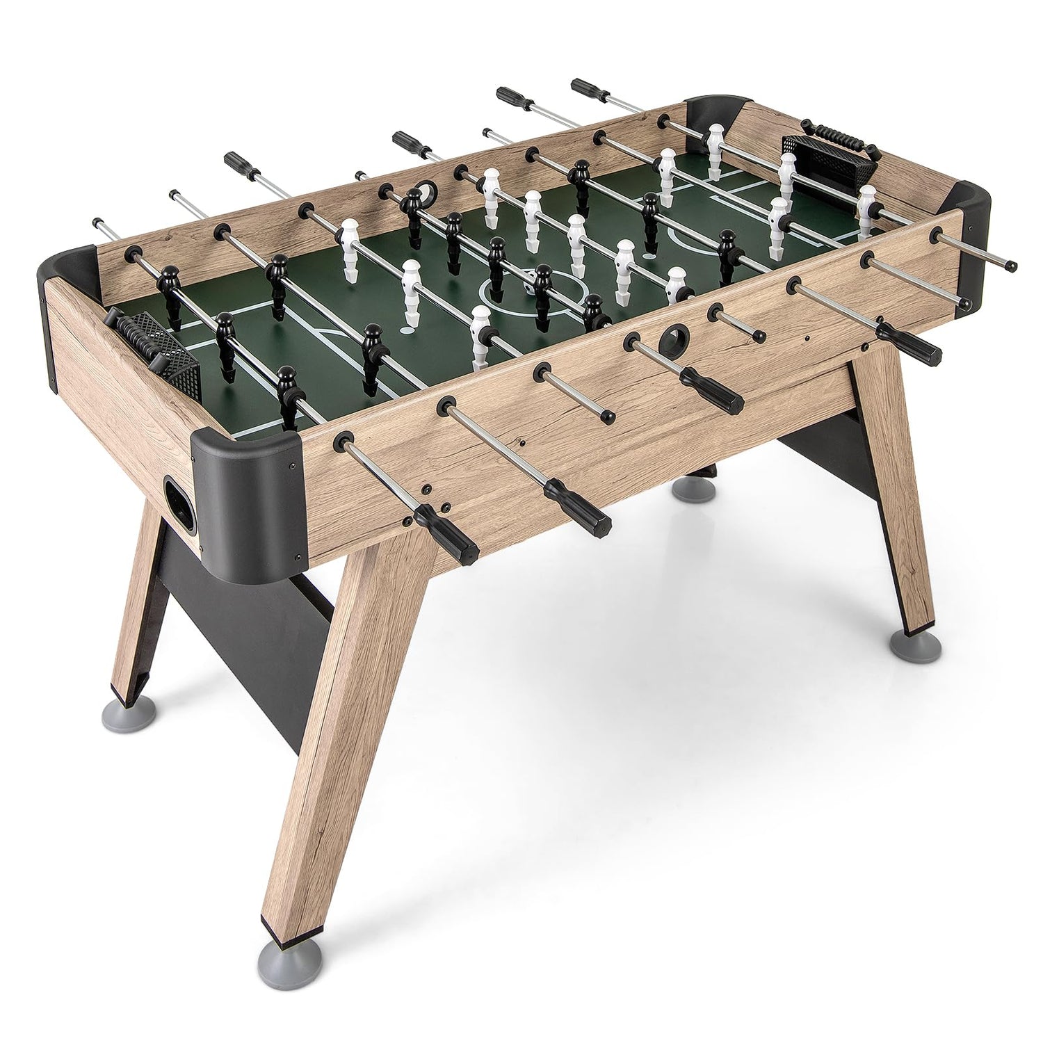GYMAX Football Table, 137x68cm Freestanding Foosball Table with 26 Football Players, 2 Footballs & Ergonomic Handle