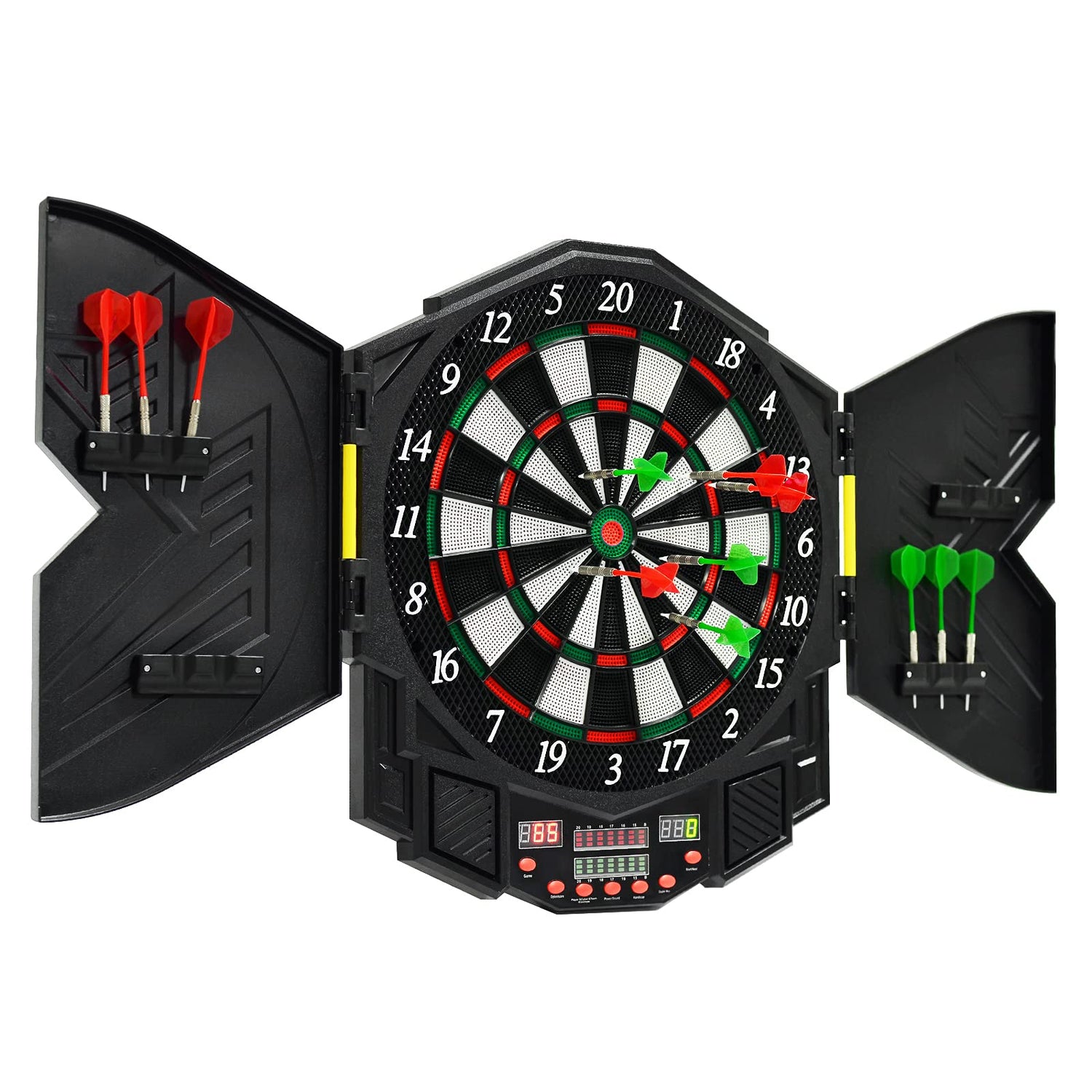 GYMAX Electronic Dart Board Set, Professional Hanging Dartboard with 12 Soft Tip Darts