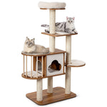 GYMAX 5-Tier Wooden Cats Play Tower with Perch Platform Condo