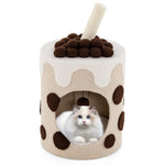GYMAX 67cm Cat Tree, Boba Cute Cats Condo with Scratching Post, Dangling Ball and Soft Cushion