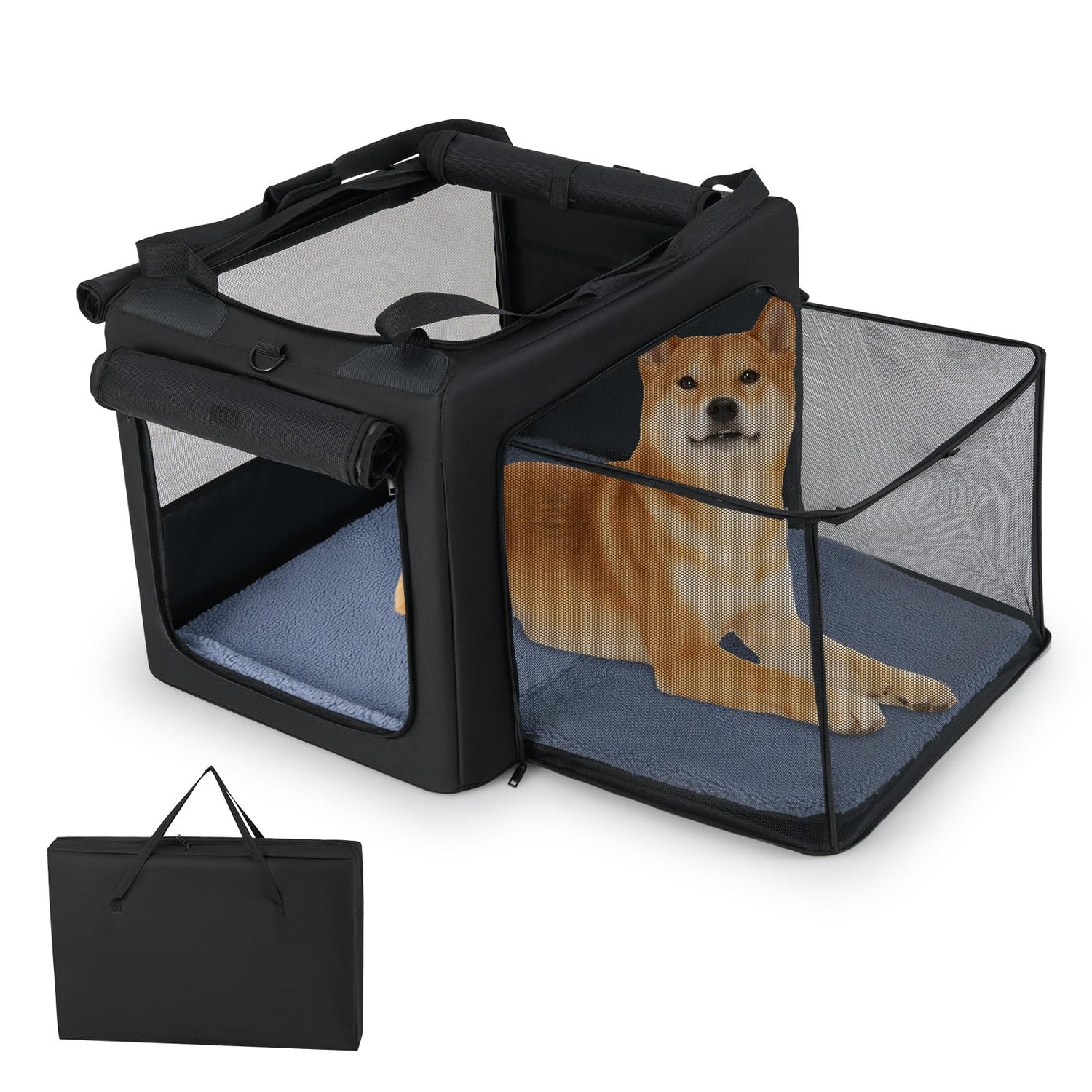GYMAX Foldable Pet Carrier Bag, Portable Dog Cat Travel Carriers (90 x 76 x 48cm)