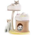 GYMAX Cat Tree, 83cm Cute Cat Tower with Sisal Scratching Post, Washable Padded Top Perch, Cat Condo, Interactive Ball