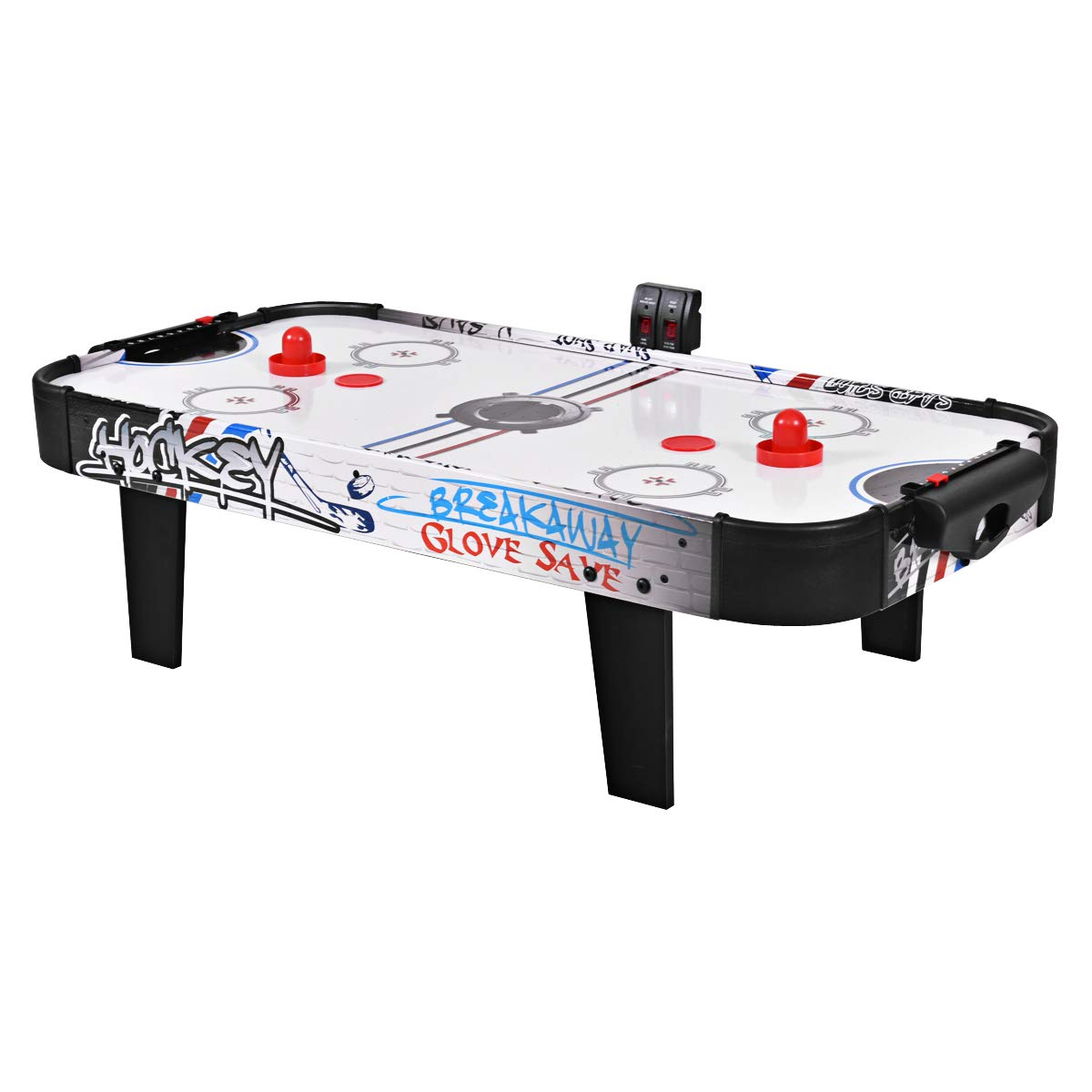 GYMAX 42" Air Hockey Table, Wooden Table Top Air Hockey Game with Strong Motor, 107 x 53 x 37cm