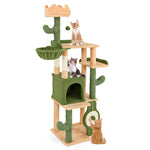 GYMAX Cat Tree, 160cm Multi-Level Tall Cat Tower with Sisal Scratching Posts & Board