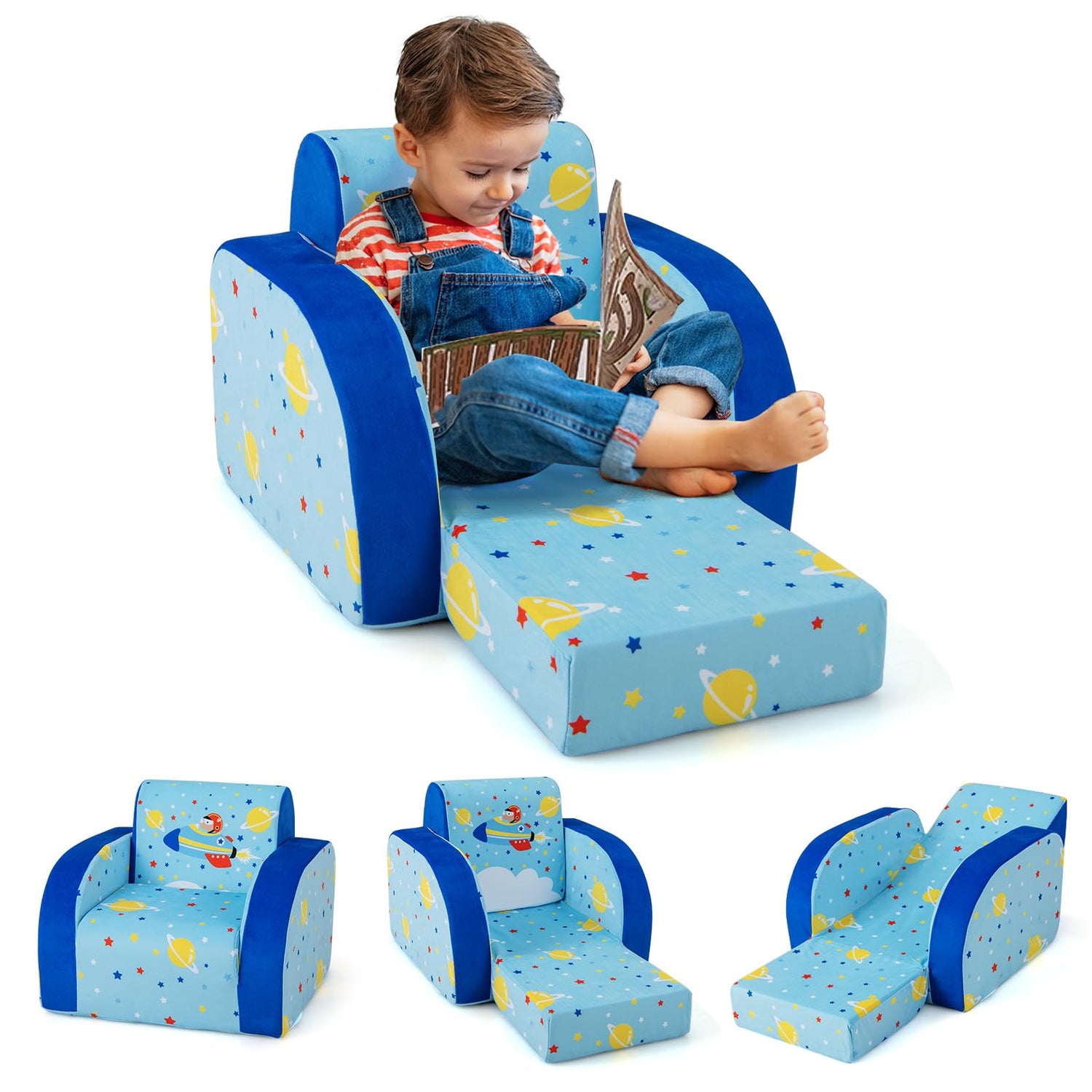 GYMAX Kids Sofa Chair, Upholstered Children Armchair, Folding Toddler Couch for Bedroom Playroom