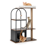 GYMAX Modern Cat Tree, 118cm Tall Cat Tower with Top Perch