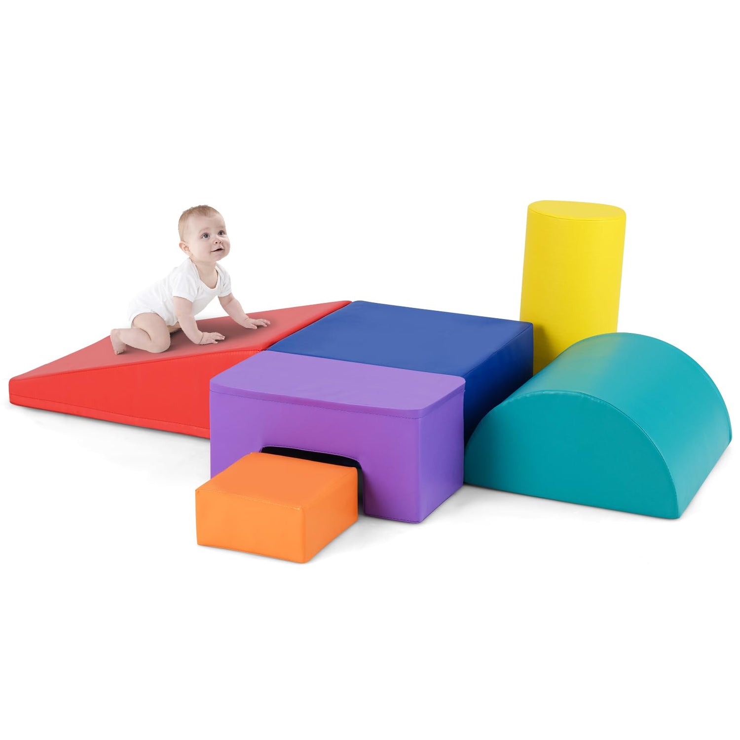 GYMAX Soft Play Equipment, 6-Piece Kids Activity Set, Baby Soft Foam Blocks Interactive Toy