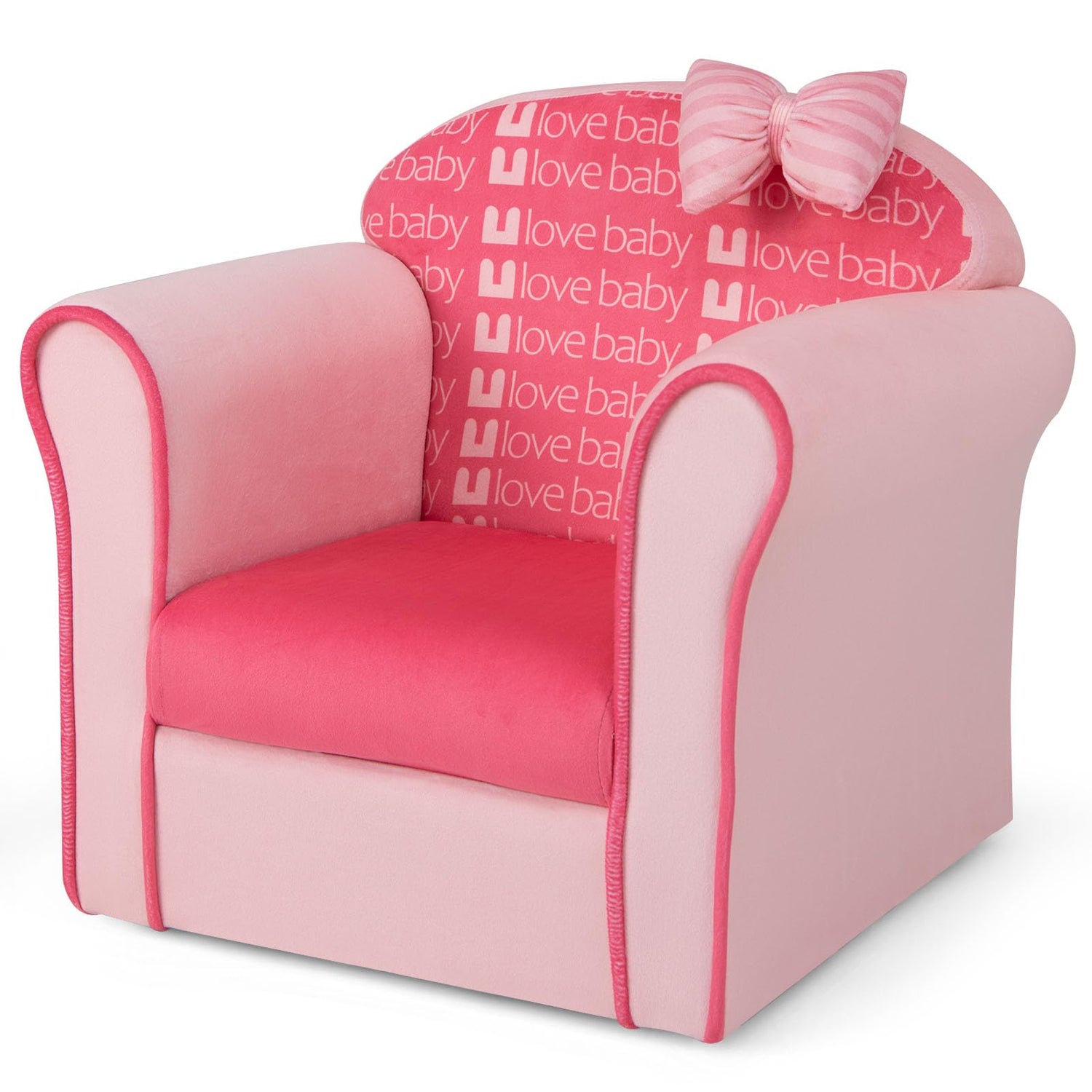 GYMAX Kids Sofa Chair, Wooden Children Armchair with Cute Pattern and Non-slip Foot Pads