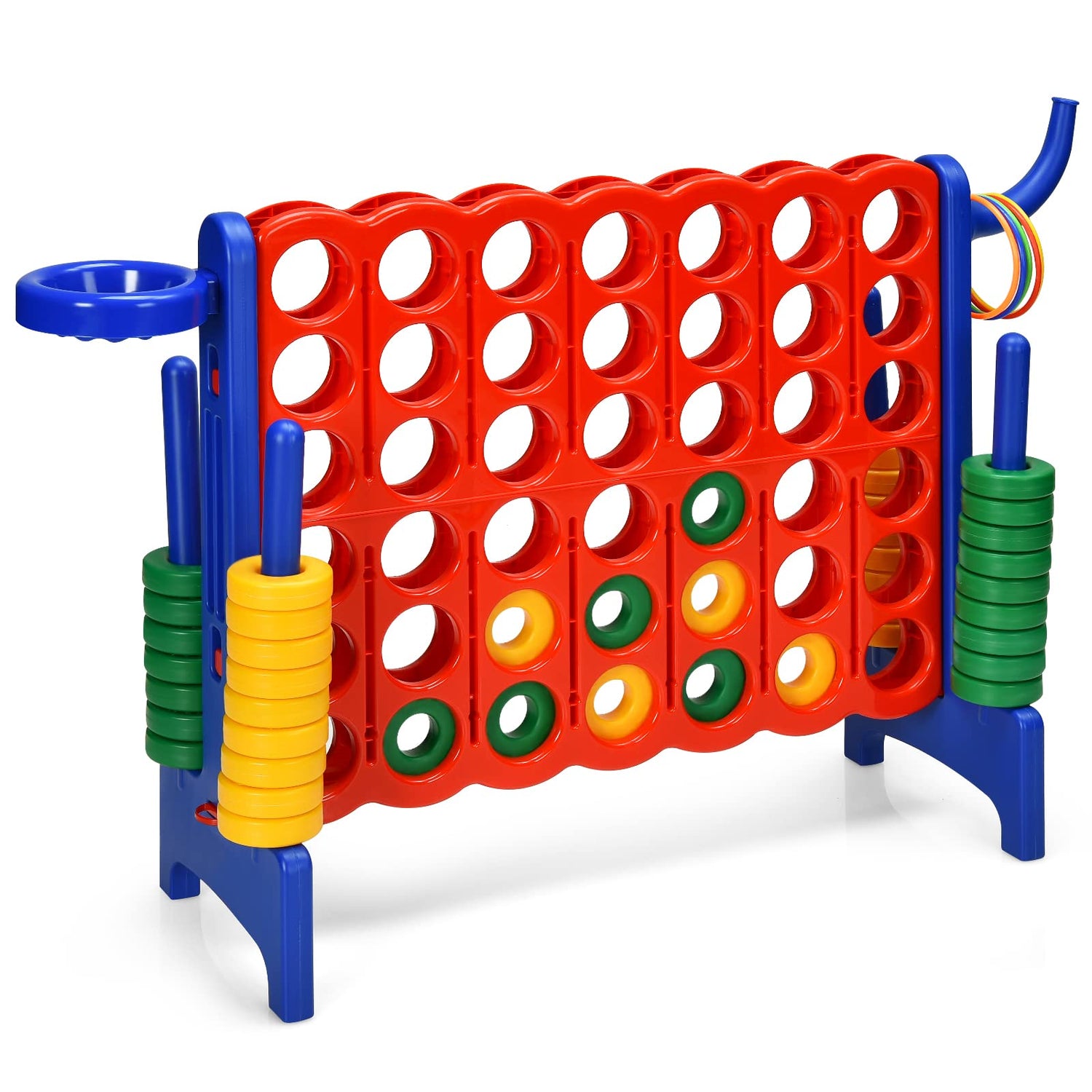 GYMAX Giant 4 in a Row Game, Jumbo 4 to Score Garden Games with 42 Rings