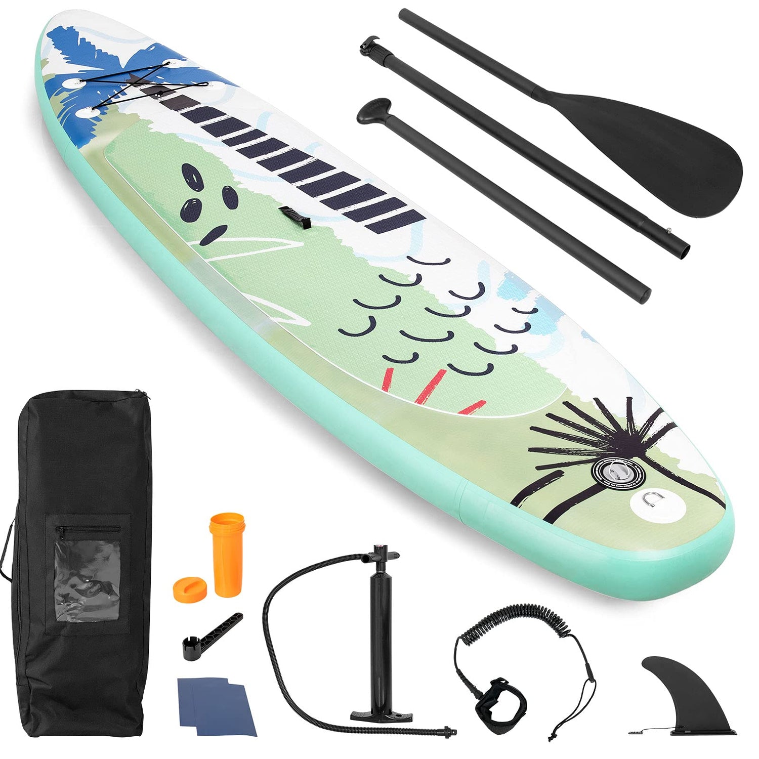 GYMAX Inflatable Paddle Board, 10.5FT Stand Up SUP Paddleboards with Non-Slip Deck, 320 x 76 x 15cm