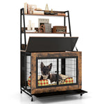 GYMAX Dog Crate Furniture with Storage Shelves