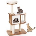 GYMAX 4-Tier Wooden Cat Tree for Climbing Sleeping