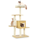 GYMAX Cat Tree Tower Multi-level Wooden Cat Activity Center