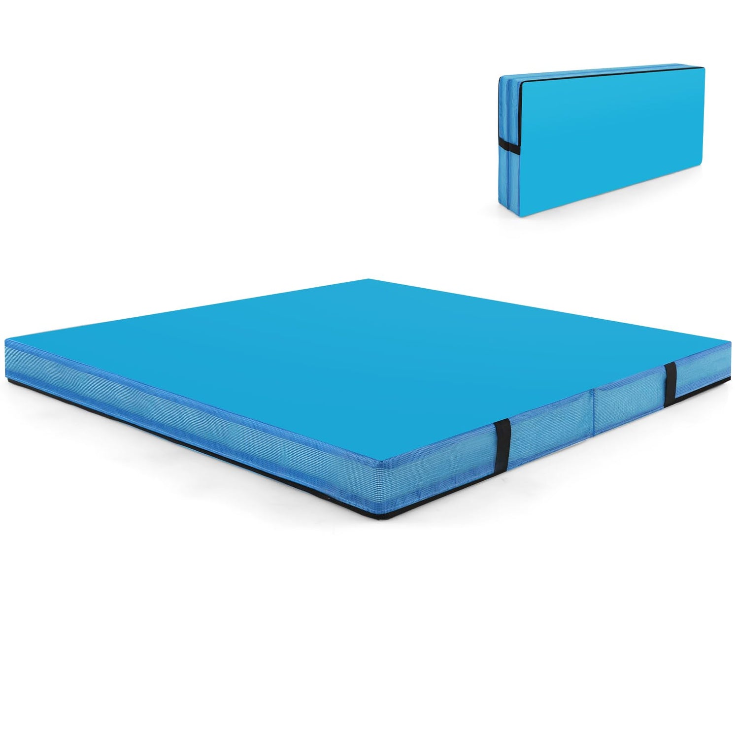 GYMAX Folding Gymnastic Mat, 4ft x 4ft Extra Thick Tumbling Mat with 2 Carrying Handles
