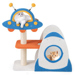 GYMAX Cat Tree, Small Cat Tower with Sisal Scratching Posts, UFO-Shaped Top Perch