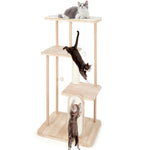GYMAX Modern Cat Tree, Solid Wood Cat Tower(126cm)
