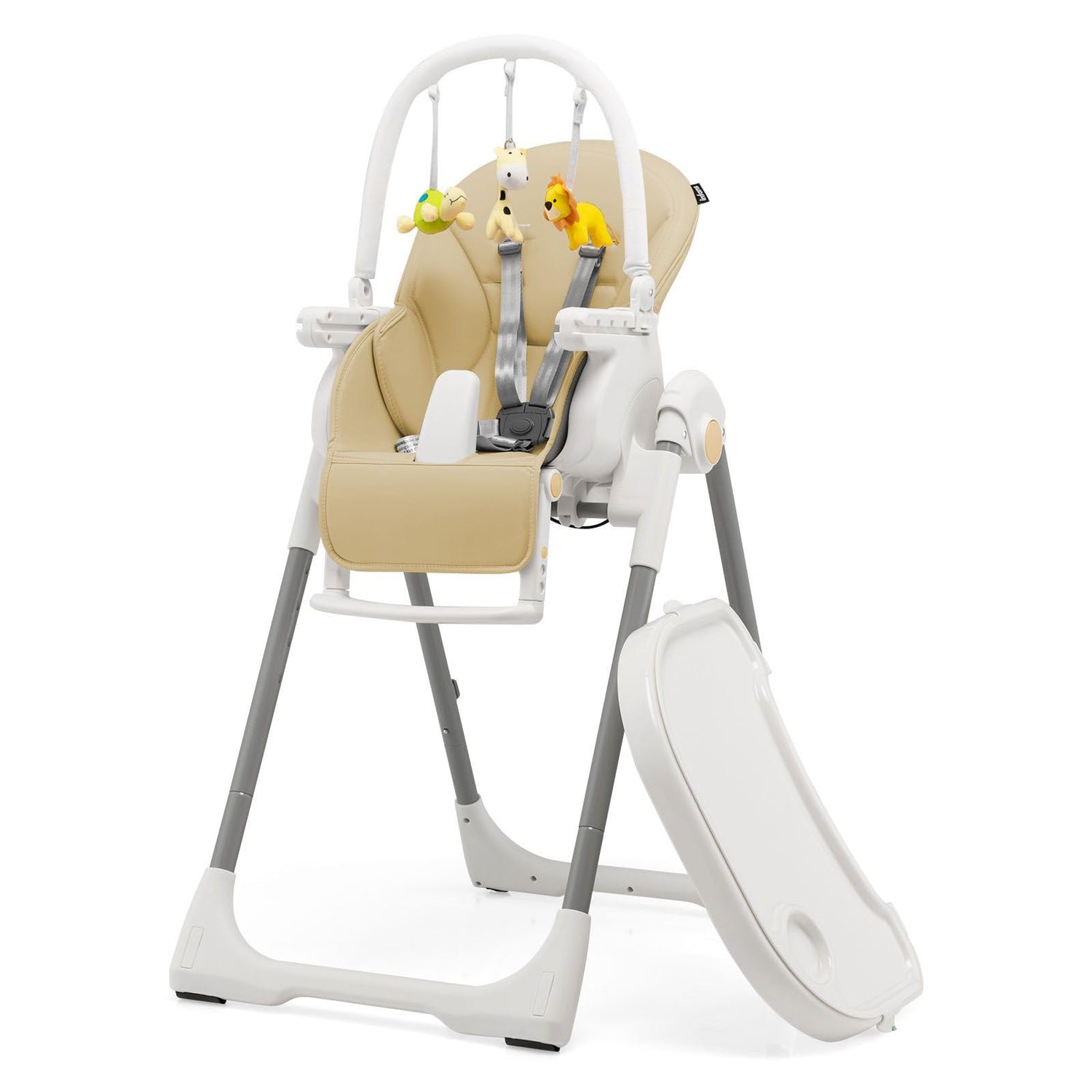 GYMAX Baby Highchair, 4-in-1 Toddler High Chair with 7 Adjustable Heights, Removable Tray