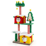Cute Christmas Cat Tree Large Cat Tower with Sisal Scratching Posts and Carpe
