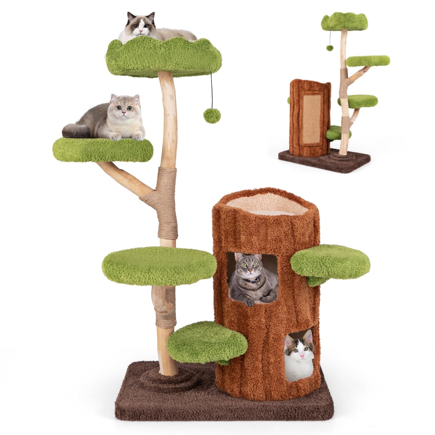 GYMAX Cat Tree, Multi-level Cat Tower with 2-story Cat House, Sisal Scratching Posts & Board