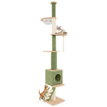 GYMAX Floor to Ceiling Cat Tree, 5 Tier Tall Cat Tower with 218-270cm Adjustable Height