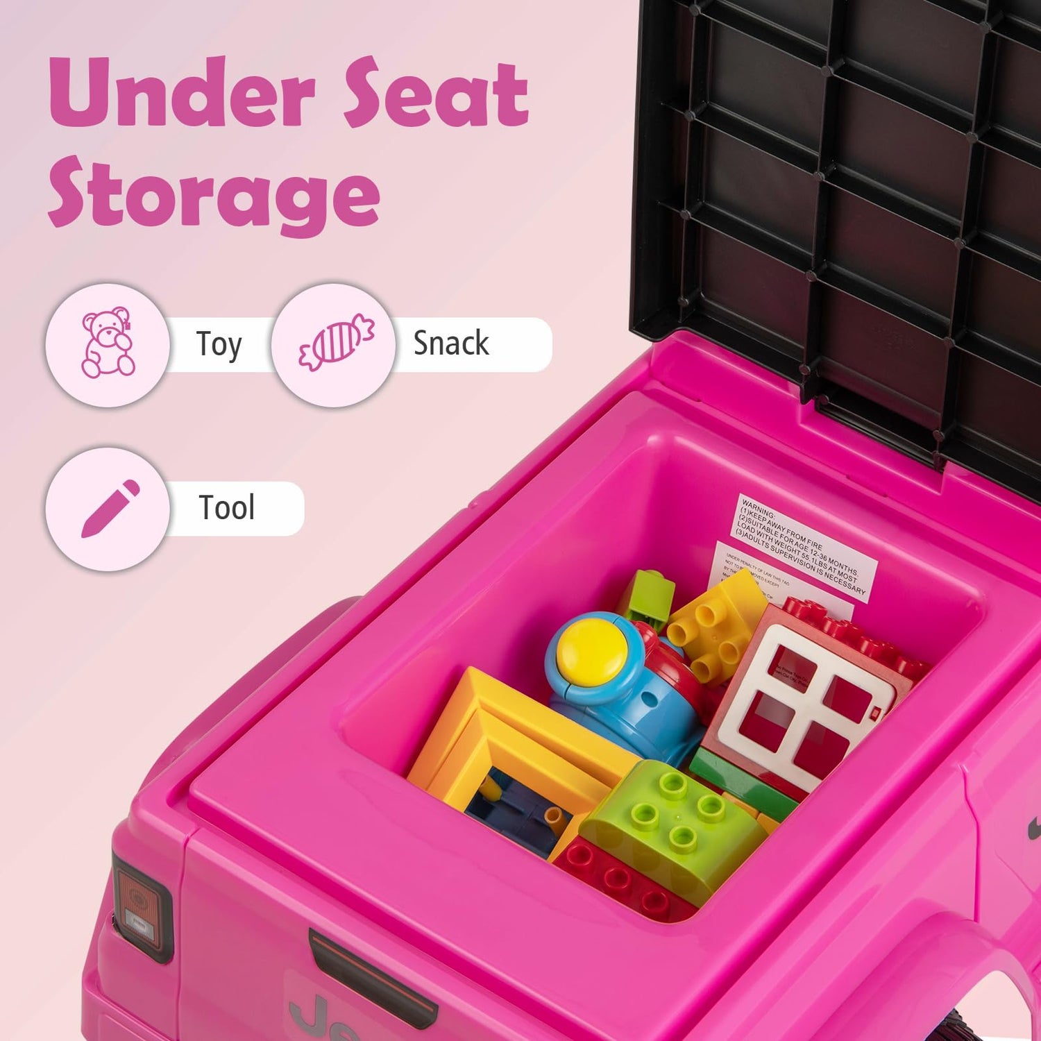 GYMAX Toddler Ride On Car, Licensed Jeep Sit On Toy Cars with Under Seat Storage, Horn & Engine Sound