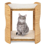 GYMAX Cat Bed, 2-tier Bamboo Cat Tree with Removable & Washable Cushions, Cat Holes